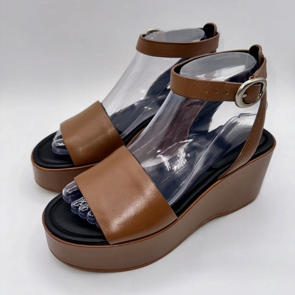Vince. Phillipa Sandals Women's Size 6.5 EU 36.5 Sequoia Brown Leather‎